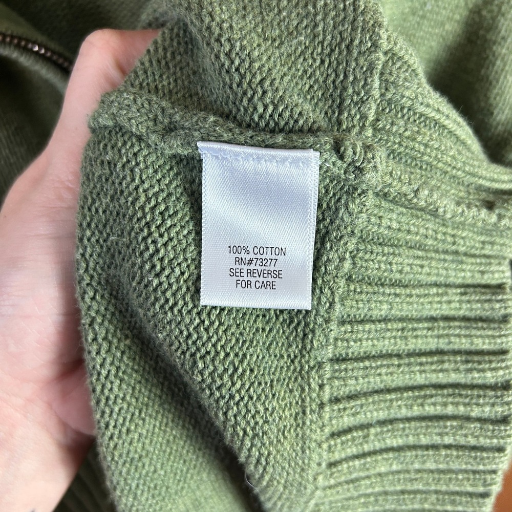 Croft & Barrow Mens Full Zip Sweater Olive Green Mock Neck Ribbed Knit Large - Picture 9 of 11